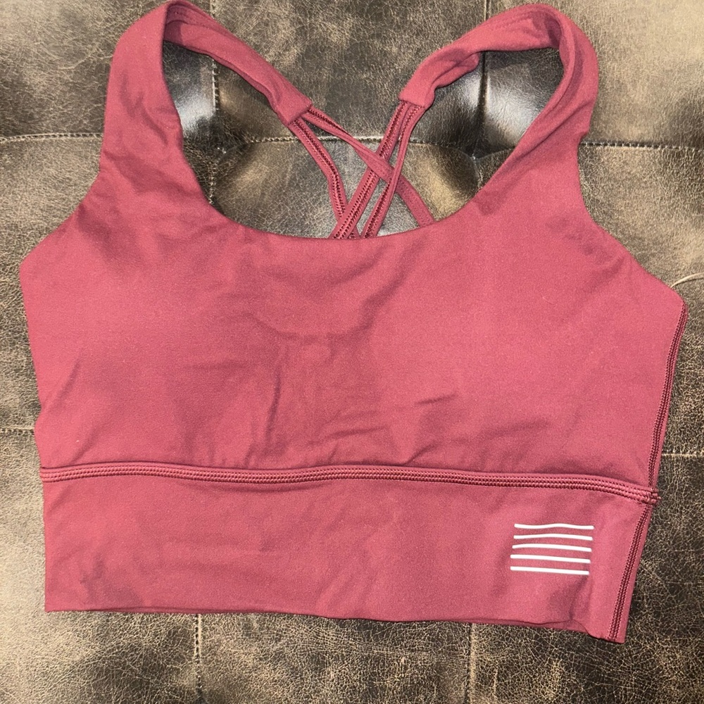 Crisscross Back Burgundy Sports Bra
